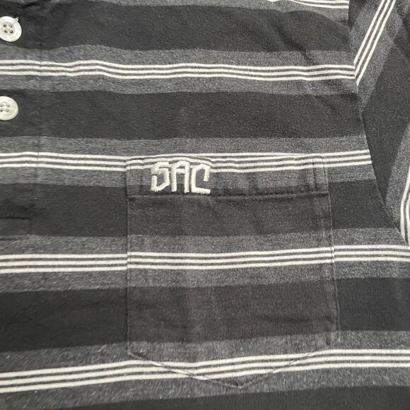 SAC Skateboarding Sacramento Vintage Polo Shirt Mens Large Blavk White Striped - Picture 9 of 12